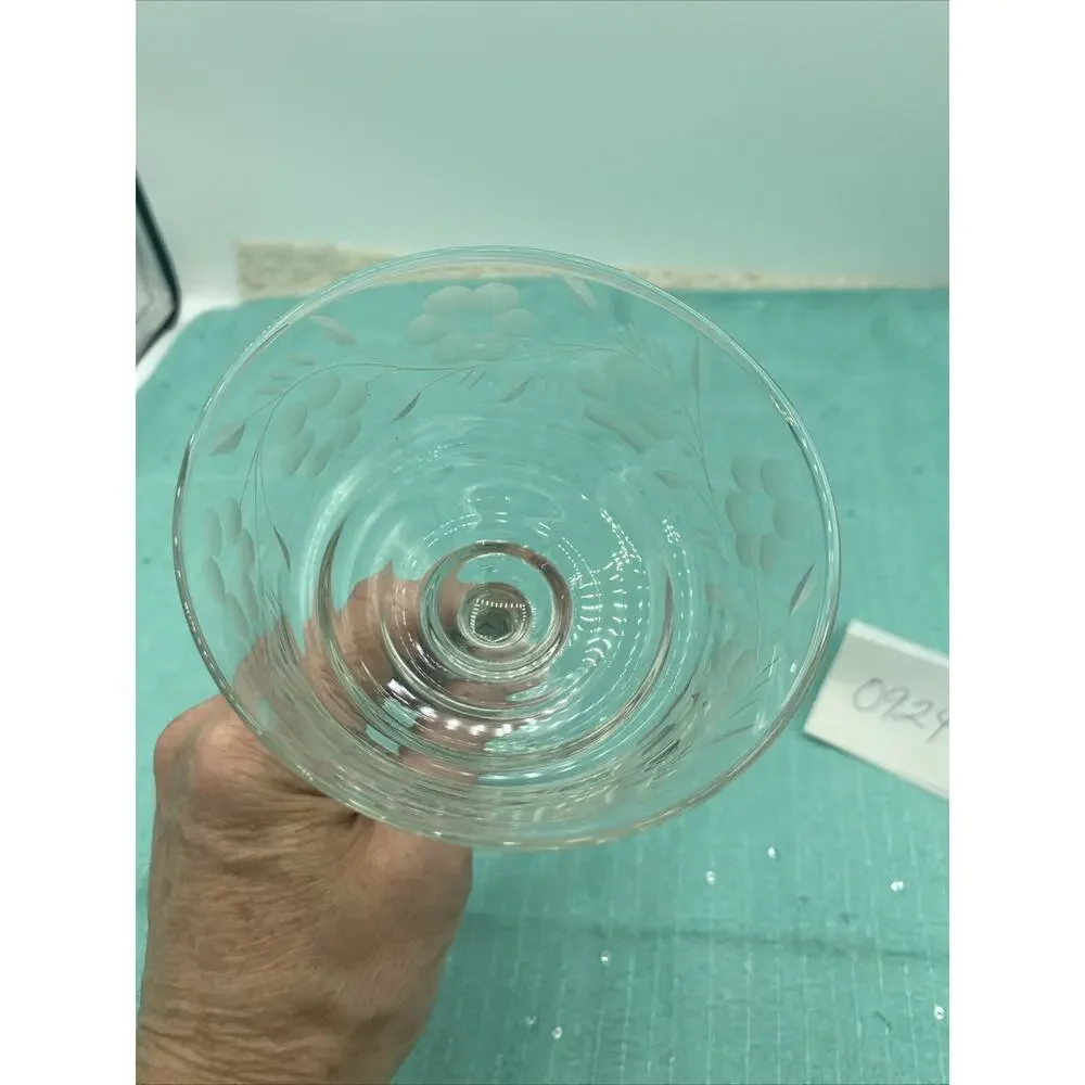 Rock Sharpe Cut Glass Wine Cocktail Tall Stem 6 1/4